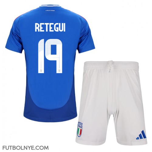 Camiseta Italia Mateo Retegui #19 Primera Equipación para niños Eurocopa 2024 manga corta (+ pantalones cortos)